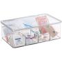 mDesign Plastic First Aid Kit Storage Boxes for Bathroom, Kitchen, Cabinet, Closet, Drawer - Organizes Medicine, Ointments, Adhesive Bandages, Dental, Diabetic Supplies, 8 Divided Sections - Clear