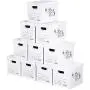 SEMAXE Stroage Carton Boxes with Lift-Off Lid，Portadle File Storage Tape-Free Assembly Moving Boxes, 10-Pack,14" x 11" x 10"