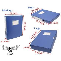 H&W 3 Pack, A4 Storage Archives Cases File Boxes Plastic with Lid, Boxes File, Height 35 55 75mm, Blue (WG3-Z1)