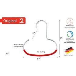 Mawa Reston Lloyd Accessory Non-Slip Space-Saving Style G1, Set of 5, Silver Clothes Hanger Hook for Scarves, Red, 5 Piece