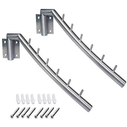 Sunmall 12.6" Folding Wall Mounted Clothes Hanger Rack, Garment Hook Stainless Steel with Swing Arm Holder Clothing Hanging System Closet Storage Organizer for Bedrooms Bathrooms Laundry Room (2 Pack)