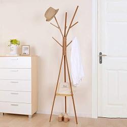 Cxjff Floor Standing Coat Rack Clothes Hat Stand Hanger Hooks Steel Modern, 3 Colors Available, 45x45x180CM (Color : Coffee)