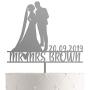 Personalized Wedding Cake Topper With Customized Bride and Groom Last Name or Marriage Date for Mr Mrs (Silver Mirror)