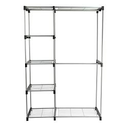 Smart-Home Closet Portable Clothes Hanger Garment Organizer Storage Rack Shelf Rod (Sliver, 44 3/4”(L) x 18”(W) x 67 3/4” (H))