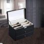 Atezch 3 Layer 18 Slots Eyeglass Sunglass Storage Box, Men Women Storage Holder Boxes Glasses Display Case with Drawer Storage Box(Ship from US!!!)