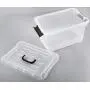 Livable Clear Plastic Storage Boxes with Black Handle, 11 Quart Storage Bin with Latch/Lid, 3 Pack