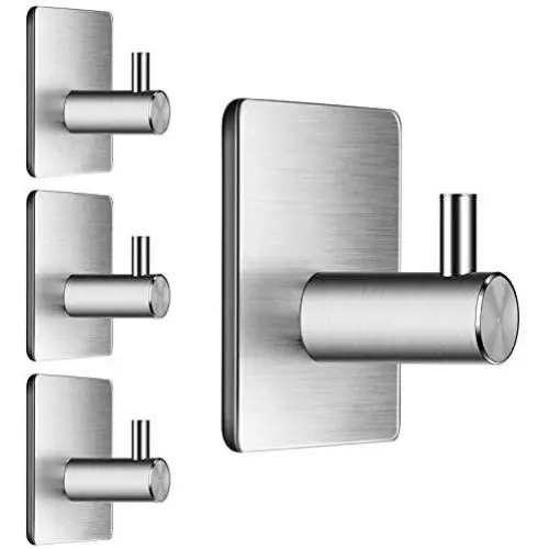 Adhesive Hooks Towel Hooks Wall Hooks Heavy Duty Stainless Steel Hooks Door Hooks Bathroom Hooks for Hanging Coat, Hat,Bath Towel-Bathroom and Bedroom or Kitchen 4-Packs Adhesive Hooks Towel Hooks Wall Hooks Heavy Duty Stainless Steel Hooks Door Hooks Bathroom Hooks for Hanging Coat, Hat,Bath Towel-Bathroom and Bedroom or Kitchen 4-Packs