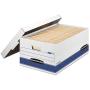 Bankers Boxes Stor/File Storage Boxes, Medium-Duty, FastFold, Lift-Off Lid, Legal, White/Blue, 60% Recycled Content, 24“D x 15"W x 10"H, Pack of 12 Bankers Boxes Stor/File Storage Boxes, Medium-Duty, FastFold, Lift-Off Lid, Legal, White/Blue, 60% Recycled Content, 24“D x 15"W x 10"H, Pack of 12