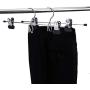 Amber Home 13 Inch Add-On Heavy Duty Stackable Metal Slacks Pants and Skirt Hanger Chrome with Extra Strong Non-Slip Adjustable Clips (20 Pack)