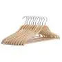 Plywood Bent Wood Solid Wooden Light Weight Coat Shirt Suit Hangers with Non-Slip Pant Bar, 10-Pack, Natural Finish
