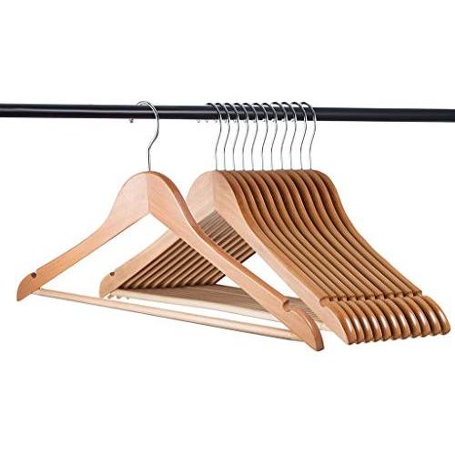 Home-it (20 Pack Natural Wood Hangers - Solid Wood Clothes Hangers - Coat Hanger Wooden Hangers