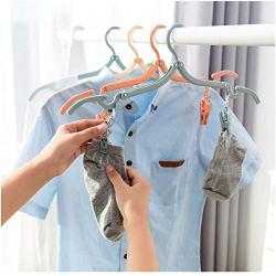 10PC Random Color Hangers for Clothes Wardrobe Hanger Clotheshorse Portable Hanger Travel Folding Hanger with Clip Household Skid Hanger Decoration