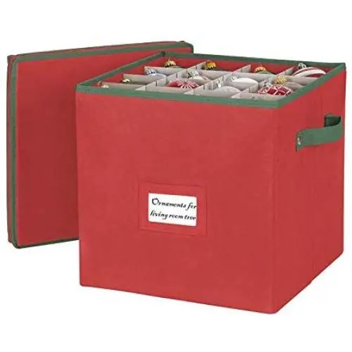 Christmas Ornament Storage Boxes with Lid - Store up to 64 Christmas Ornaments and Holiday Decor, a Storage Cube and Christmas Boxes Container to Preserve Holiday Decorations ? Durable 600D Material Christmas Ornament Storage Boxes with Lid - Store up to 64 Christmas Ornaments and Holiday Decor, a Storage Cube and Christmas Boxes Container to Preserve Holiday Decorations ? Durable 600D Material