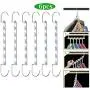 6pcs Multi-Port Support Clothes Hanger Multifunctional Clothes Drying Rack Metal Hangers Organizer Storage Rack for Space Saving Decoration