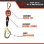 Malta Dynamics Lightweight Pygmy Hog Webbed Self-Retracting Lifeline with Rebar Hook, 11 Foot Lifeline, Includes Carabiner, OSHA and ANSI Compliant