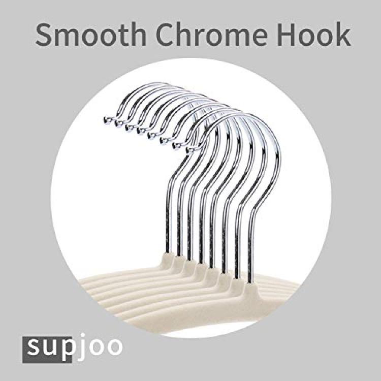 SUPJOO Premium Velvet Hangers Rose Gold Swivel Hooks - Felt