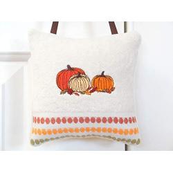 Fall Pumpkins Door Hanger Pillow Orange Red Green Yellow Brown Decorative Repurposed