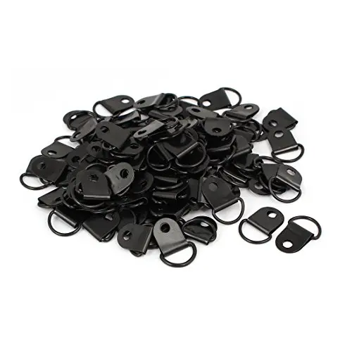 uxcell 100pcs 25x14mm Picture Photo Frame Hanging Single Hole D-Ring Hanger Black