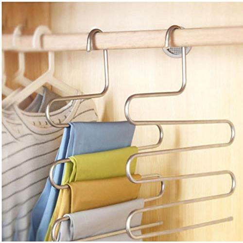 Multi-Use Pants Trousers Hanging Clothes Hanger 5-Layers Room Space Saver Home Decor 5pcs