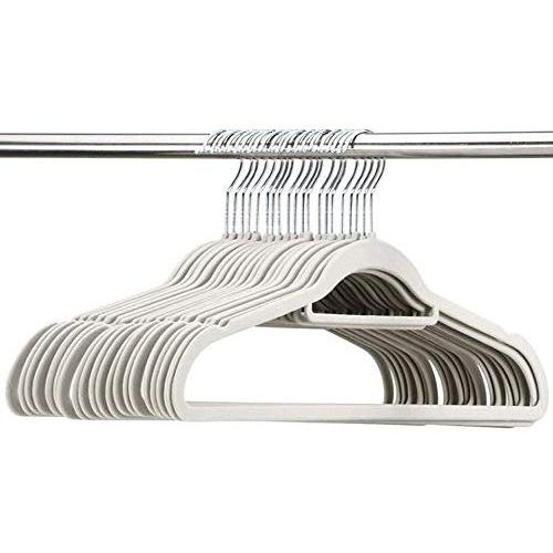 Iddefee Clothes Hanger Pack of 30 Non-Slip Plastic Hangers Space Saving for Closet Multifunctional Hanger Pants Hangers (Color : White, Size : 4524.50.5cm)
