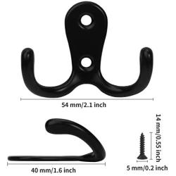 21pcs Black Coat Hooks Wall-Mounted, BEIUTAO Heavy-Duty Wall Hooks for Hanging with 42 Screws, Towel Hooks Used for Storage of Coats, Scarves, Bags, Towels, Keys, Hats, etc.