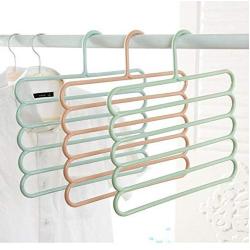 5PC Random Color 5-Layer Clothes Hanger Drying Racks Multi-Functional Innovative Hanger Multi-Storey Scarf Racks Anti-Slip Pants Folder Decoration