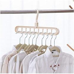 10pcs Random Color Plastic Clothes Hangers Multiport Support Circle Clothes Hanger Drying Rack Storage Racks with Flexible Hook Hanging Head