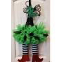 WICKED WITCH HALLOWEEN DECO MESH DOOR DECOR WITH&quotRUBY" SLIPPERS AND FLYING MONKEY - FREE SHIPPING - WREATH HANGER INCLUDED