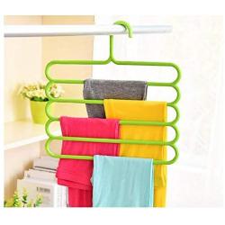 5pcs Random Color Multi-Purpose Clothes Hanger 5 Layers Pants Hanger Cloth Rack Multilayer Storage Scarf Tie Space-Saving Clothes Hanger