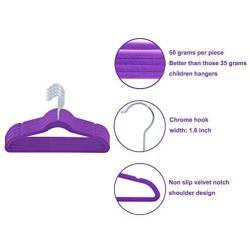 TQVAI 50 Pack Kid Velvet Clothes Hangers Non Slip Space Saver, Purple (Renewed)