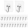 Wall Hooks 33lb(MAX)/15 kg Heavy Duty Self Adhesive Hooks,Waterproof and Oilproof,Transparent Reusable Seamless Hooks Strong,Suitable for Bathroom Kitchen,20 Pack Wall Hooks 33lb(MAX)/15 kg Heavy Duty Self Adhesive Hooks,Waterproof and Oilproof,Transparent Reusable Seamless Hooks Strong,Suitable for Bathroom Kitchen,20 Pack