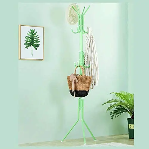 TD Creative Metal Coat Rack, Porch Bedroom Hanger, Home Simple Clothes Shelves Bag Rack (Color : Green)