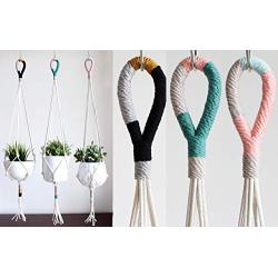Macrame Plant Hanger, Cotton Rope Hanging Plant Holder, Color Block Hanging Planter
