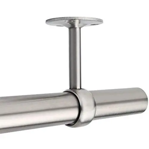 Alise 1-Inch Dia Shower Curtain Closet Rod Holder Pipe Flange Socket Ceiling Mount Bracket Pipe Fitting Parts Supports,2 Pcs Stainless Steel Brushed Finish(Dont Include Rods)