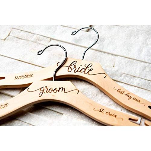 Personalized, Engraved Contour Wedding Hanger by Left Coast Original