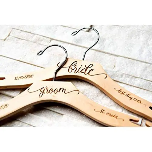 Personalized, Engraved Contour Wedding Hanger by Left Coast Original Personalized, Engraved Contour Wedding Hanger by Left Coast Original