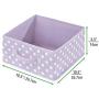 mDesign Soft Fabric Closet Storage Organizer Bin Boxes - Front Handle, for Cube Furniture Shelving Units Bedroom, Nursery, Toy Room - Polka Dot Print - 4 Pack - Light Purple/White