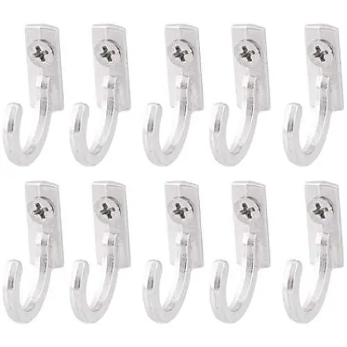 uxcell Metal Clothes Coat Wall Mounted Single Storage Hook Hangers 10pcs Silver Tone