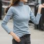 Toimothcn Womens Cotton Sweater Tops Blouse Long Sleeve Turtleneck Stretch Casual Bottoming Top
