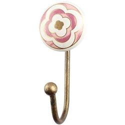 Indianshelf Handmade 1 Artistic Vintage Pink Ceramic Floral Clothes Hooks Hangers/Wall Hooks for Kids