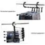 5PC Random Color Stainless Steel Telescopic Clothes Hanger Storage Rack Multifunction Retractable Dual Hooks Pants Hanger Rack Space Saver