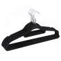 Beauty-inside Pack of 10 Non-Slip Ultra-Thin 360 Degree Swivel Flocked Adult Clothes Hangers with Tie Bar, Notched Shoulders for Garmen,Black