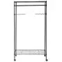 NanaPluz Rolling Portable Shelf Garment Rack Storage Adjustable Rod Double Hanging Clothes Rail Hanger with Ebook
