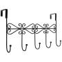 Dingang Over The Door Hanger Rack - Decorative Hanger Holder for Home Office Use 5 Hooks Black