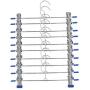 10 Pcs Stainless Steel Trouser Hanger Rack Coat Pants Skirt Hangers Clothes Stand Holder with 2 Adjustable Non-Slip Clips 28cm