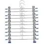 10 Pcs Stainless Steel Trouser Hanger Rack Coat Pants Skirt Hangers Clothes Stand Holder with 2 Adjustable Non-Slip Clips 28cm