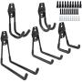 Dirza Utility Hooks Wall Mount Tool Holder U-Hooks for Home Garage Storage Organizer Garden Tools Shovels Rake Stroller Ladder Black 5 Pack