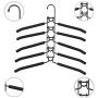 SUPOW Clothes Hangers, 5 in 1 Multi-Layer Nop-Slip Wardrobe Clothes Rack Metal Space Saver Clothes Storage Clothes Rack for Jacket, Coat, Sweater,Trousers, Shirt, T-Shirt, Ect.(Adult Size) (Black)