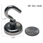 (4 Pack) 40+ Pound Pull | Heavy Duty Neodymium Magnetic Hanging Hook Set