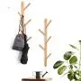 YOYAI Wood Coat Rack Hooks Wall Mounted Wood Wall Hooks Hat Rack Towel Hanger Detachable Modern Design Handcraft Tree Branch Heavy Duty Peg Rack(Beech Wood 5 Hooks)